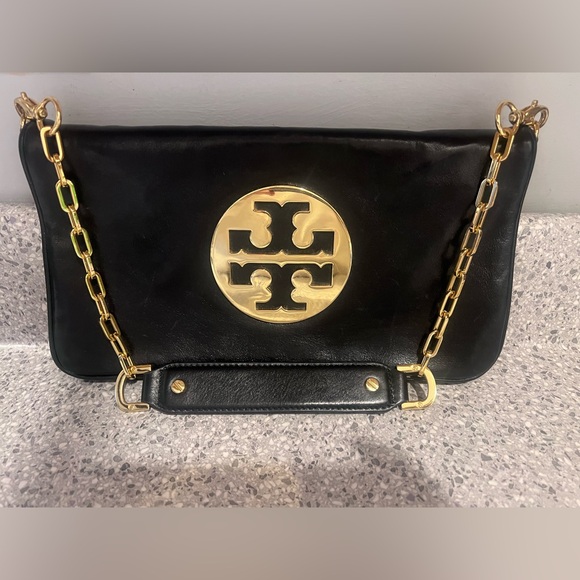 Tory Burch Handbags - Authentic Tory Burch “Reva” Black Leather Fancy Shoulder Bag